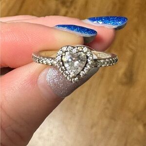 Pandora Heart-Shaped Silver and Gold Ring